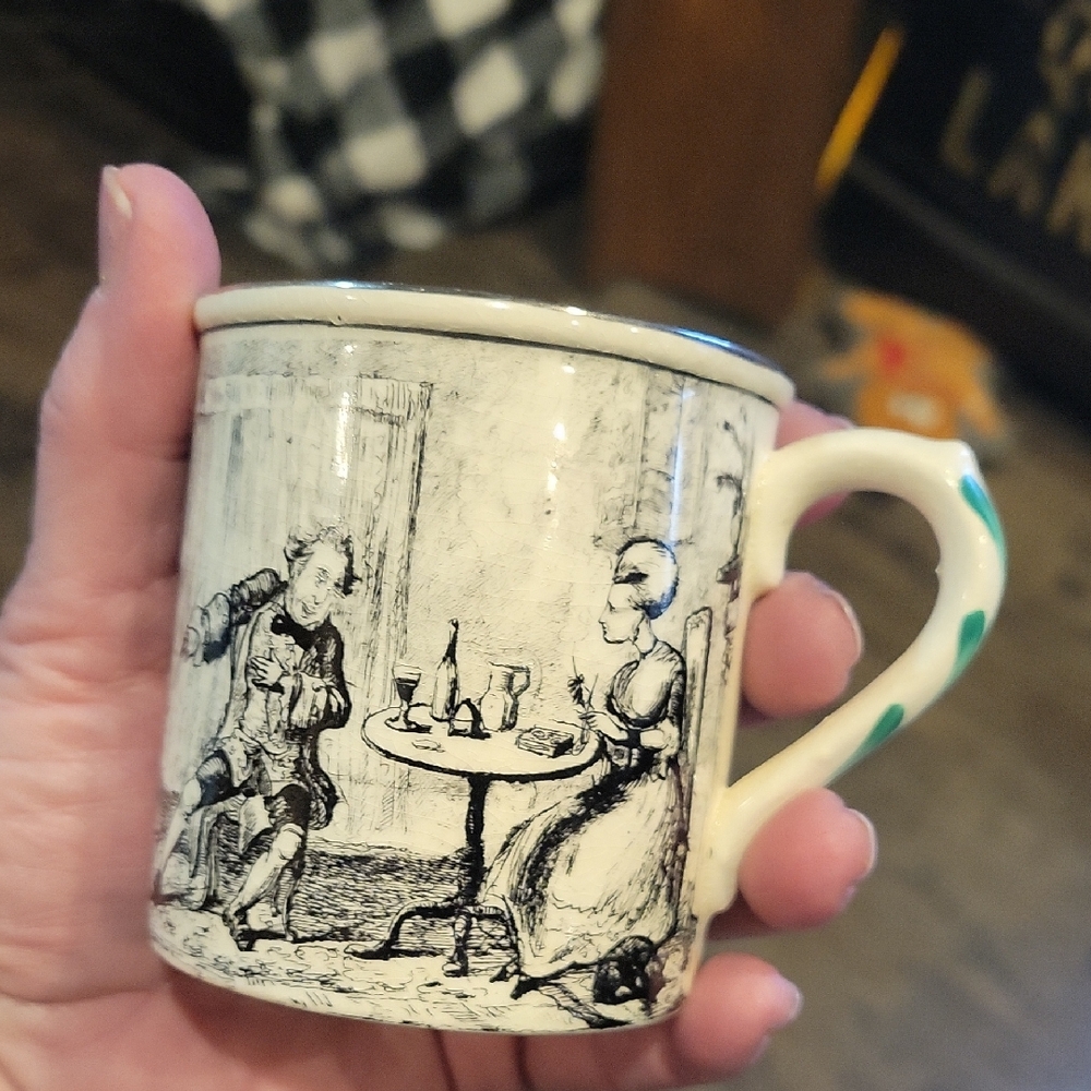 Grey's Pottery Small English Cups W/ Handles.Poetry & Art ,Rare